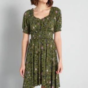 Modcloth, Circadian Rhythm Babydoll Dress - L